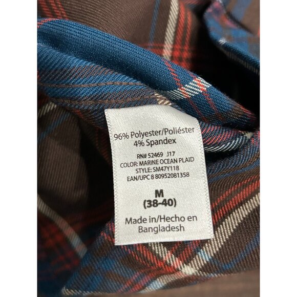 Swiss Tech Mens Plaid Long-Sleeve Shirt Brown Blue Size Medium - Picture 6 of 9